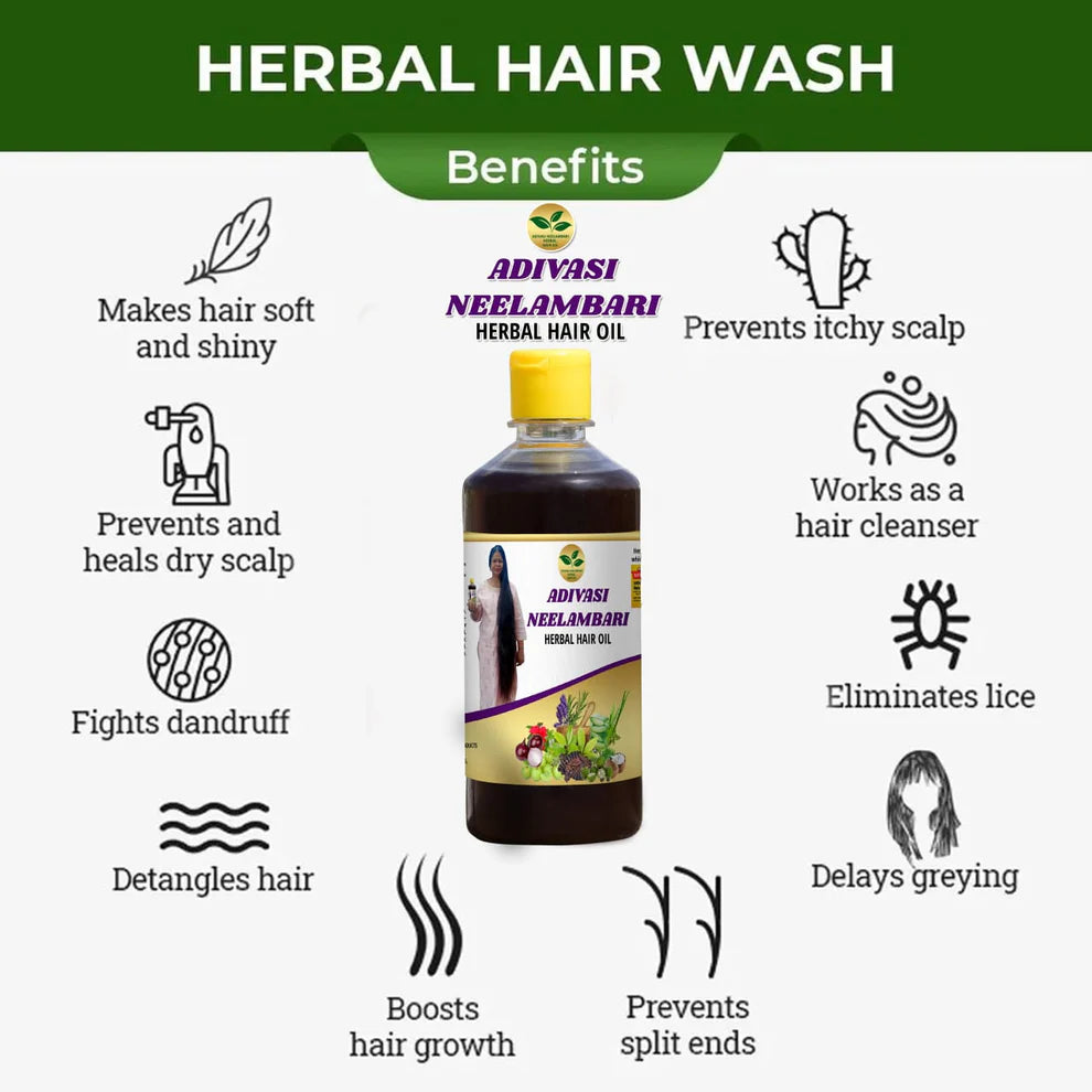 ORIGINAL ADIVASI NEELGIRI HERBAL HAIR OIL - DIRECTLY FROM KARNATAKA MYSORE (BUY 1 GET 1 FREE)