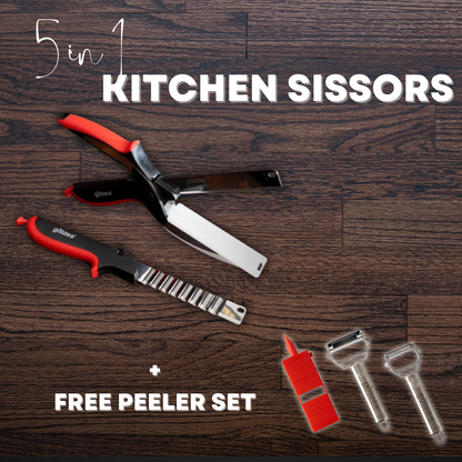 Revolutionary 5-in-1 Kitchen Scissors: Chop Veggies, Meat & More in Seconds | Free Peeler set